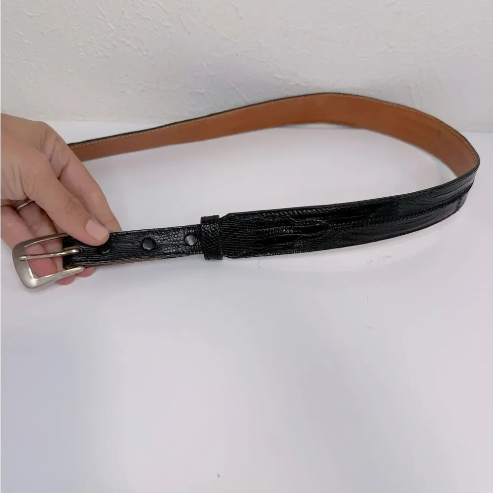 Tony Lama Black Lizard Embossed Leather Western Belt Men’s 30 VGUC